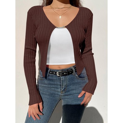 Clearlove Women's Knit Crop Cardigan Sweater Scoop Neck Shawl Knitted Bolero Shrug Sweater Open Front