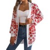 Coolmee Women's Ugly Christmas Sweaters Long Sleeve Open Front Cardigan Sweaters with Pockets - 2 of 4