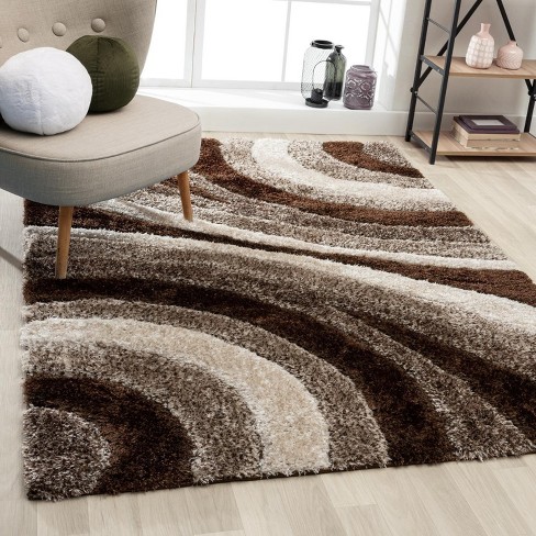 Luxe Weavers Modern Shag Geometric Area Rug, Brown 5x7 : Target