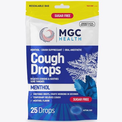 MGC Health Cough Drops Menthol Sugar-Free, 25 Ct