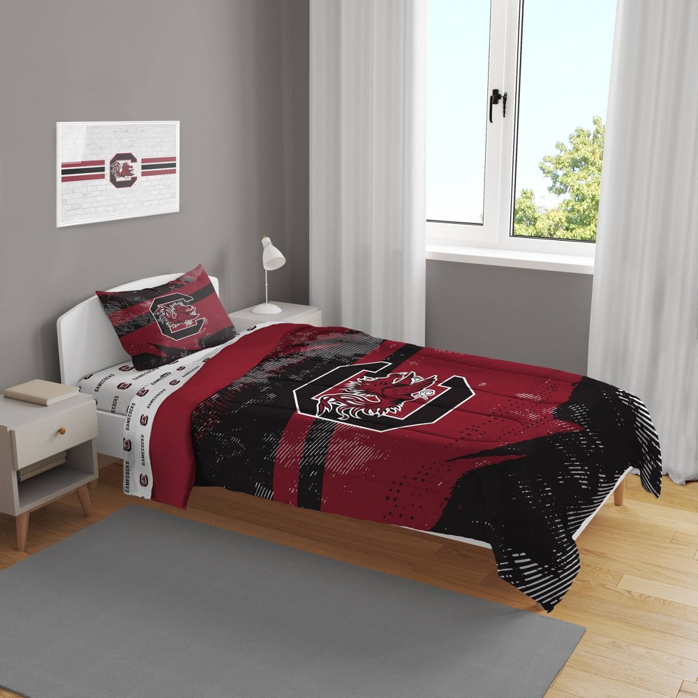 Photos - Bed Linen NCAA South Carolina Gamecocks Stripe Twin Bedding Set in a Bag - 4pc