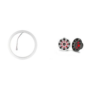 Kicker 45KM84L 8" LED Marine Speakers & 47KLSR8 8-Inch LED Spacer Rings Bundle - 1 of 4
