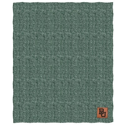 NCAA Baylor Bears Two- Tone Sweater Knit Blanket with Faux Leather Logo Patch