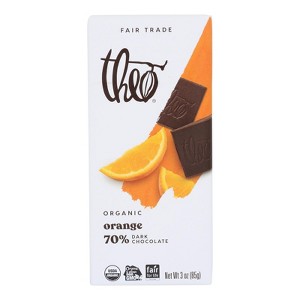 Theo Chocolate - Organic - Chocolate Bar - Classic - Dark Chocolate - 70 Percent Cacao - Orange - Case of 12 - 3 oz - 1 of 3