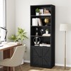 Bookcase with Doors Industrial Bookshelf 11.8in Depth Display Storage Shelves 71.4in Tall Farmhouse Bookcases - 3 of 4