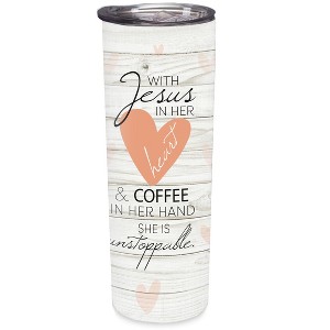 Elanze Designs Him Heart Coffee Unstoppable Peach Hearts 20 ounce Stainless Steel Travel Tumbler - 1 of 1