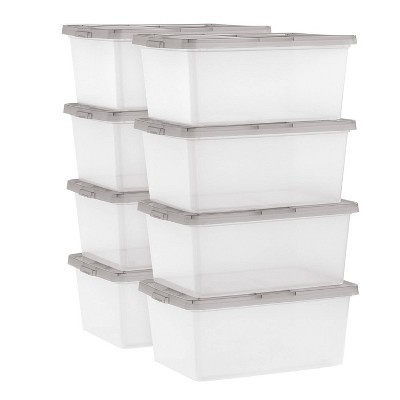 Life Story Clear 6-Quart Storage Box with Gray Snap Lids, 6-Pack