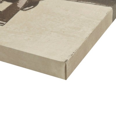 Vintage Airplane Triptych Canvas Art Set in Beige and Gray