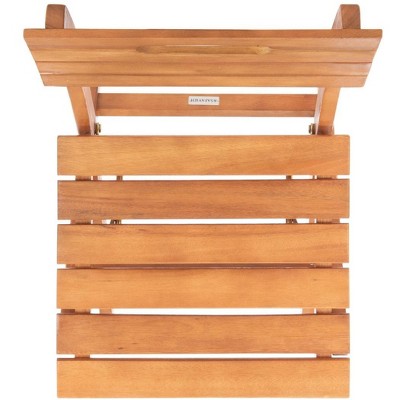 Natural Brown Eucalyptus Wood Folding Side Chairs, Set of 2