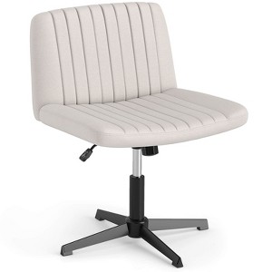 Costway Criss Cross Chair No Wheels with Soft-Padded Wide Seat Adjustable Height Modern Beige/Gray - 1 of 1