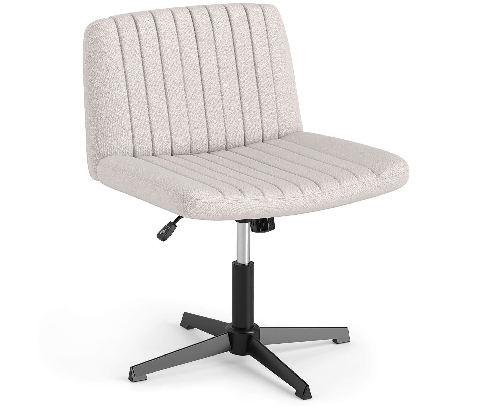 Costway Criss Cross Chair No Wheels with Soft-Padded Wide Seat Adjustable Height Modern Beige