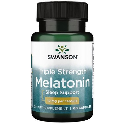 Swanson Triple Strength Melatonin - Natural Sleep Support for Disrupted Sleep Cycles - Sleep Aid Supplement Promoting Restful Sleep - (60 Capsules, 10mg Each)