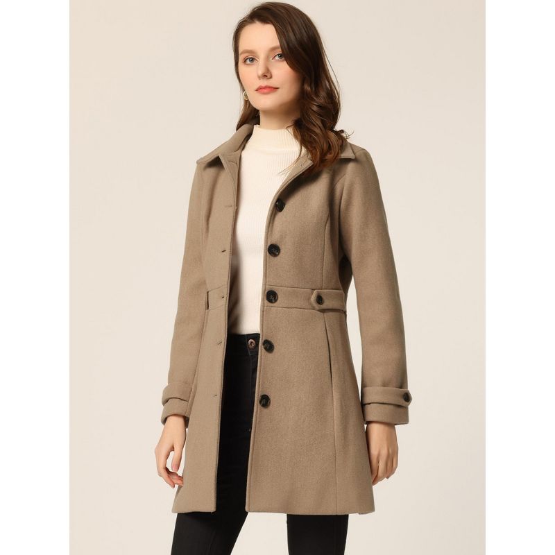 Allegra K Women's Winter Classic Single Breasted Outwear Overcoat with Pockets, 2 of 7