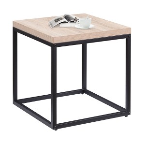 Gulches Industrial Oak Particle Board 17 in Metal Base End Tables with Storage Shelf Side Table Nightstand - 1 of 4