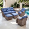 POCASSY 6PCS Outdoor Furniture Set with 6" Thick Cushion, Outdoor Sofa Couch Set with Swivel Chairs and Ottoman, Brown Wicker Patio Furniture Set - 4 of 4