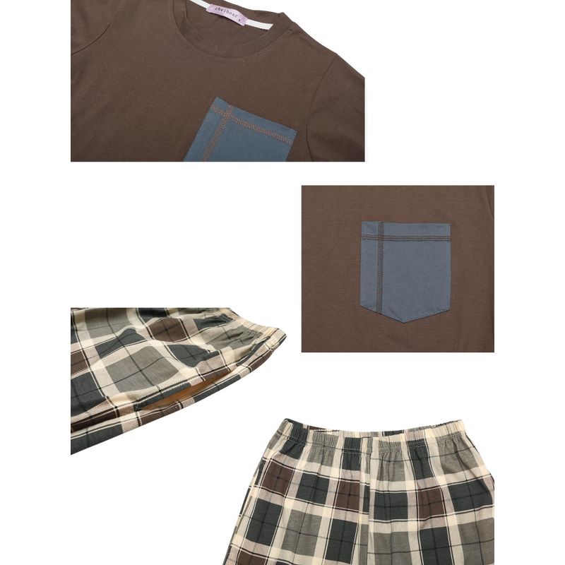 cheibear Sleepwear Long Sleeve with Pants Brown Plaid Family Pajama Sets, 4 of 5