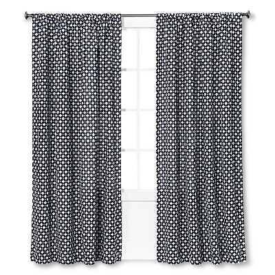 Woven Window Curtain Panel Creamy Navy 54 X 84 Nate Berkus