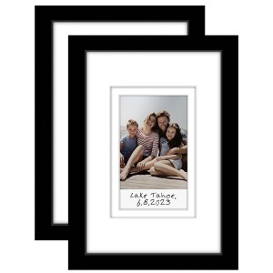 Americanflat 4x6 Picture Frame - Set of 2 - Use as 2x3 Frame with Mat for Instant-Print Photos - Black Mini Picture Frames for Tabletop - 1 of 1