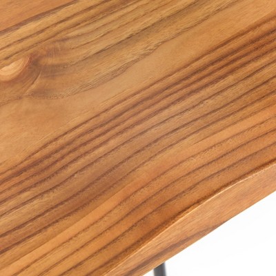 Natural Pine and Black Metal Counter Height Barstools, Set of 2