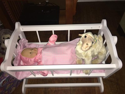 Doll Crib with Two Baskets and Free Personalization Kit - Executive Gray