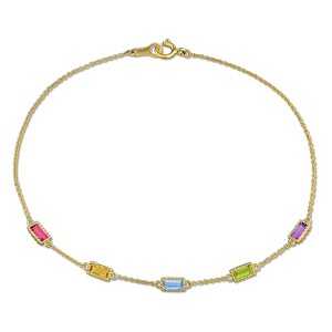 EVERLY JEWELRY | 10k Yellow Gold 3/4 CT TGW Swiss Blue Topaz Citrine Rhodolite Peridot Amethyst Bracelet With Chain, 7 inch - 1 of 4