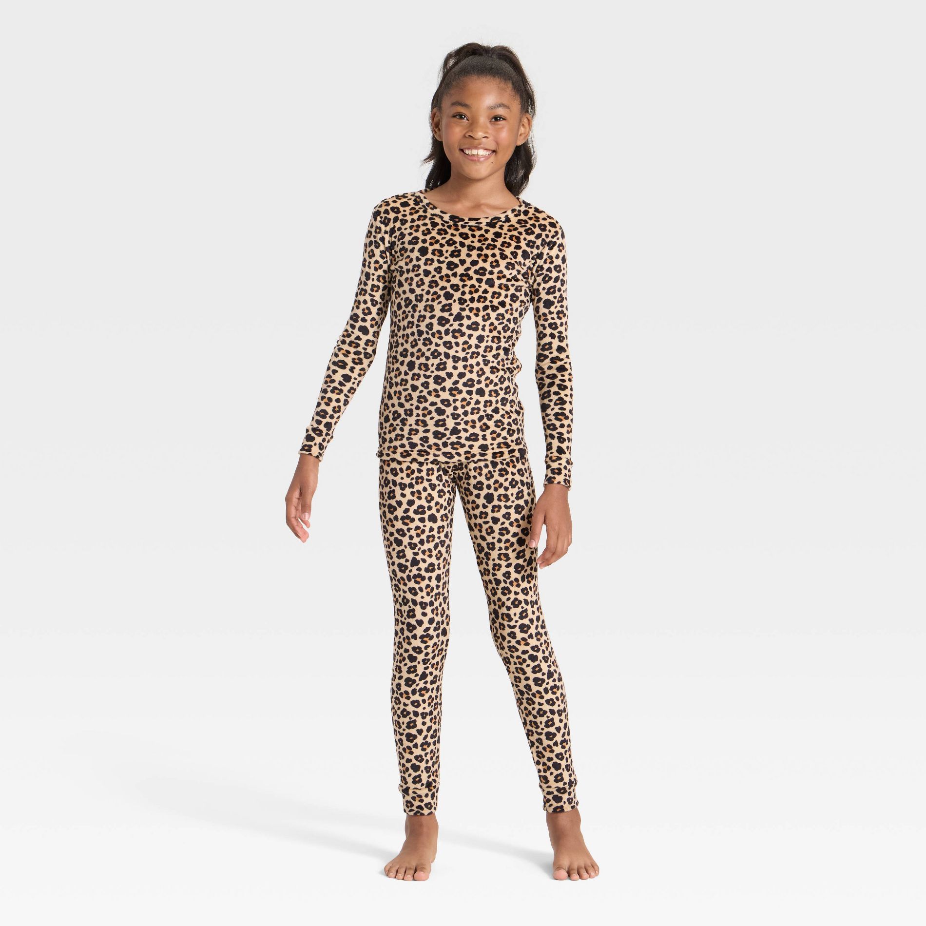 Kids' Long Sleeve Snuggly Soft Pajama Set - Cat & Jack™ Beige 4