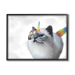 Stupell Industries Rainbow Unicorn Kitten Butterfly Framed Giclee Art - 1 of 4