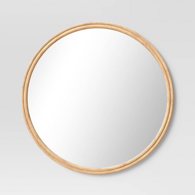26" Round Wooden Mirror Natural Brown - Threshold™
