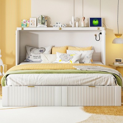 Whisen Clever Design Murphy Bed, Folded into a Cabinet with Drawer and USB Ports