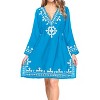 HAPPY BAY Women's Loose Mini Swimwear Dress Vacation Beachwear Swim Suit Short Summer Bathing Suit Cover Ups 8-12 Blue Solid - 3 of 4