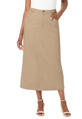 Jessica London Women’s Plus Size Classic Cotton Denim Midi Skirt, 34 ...