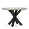GDFStudio Lowan Outdoor Lightweight Concrete Round Dining Table with Cross Leg - 3 of 4