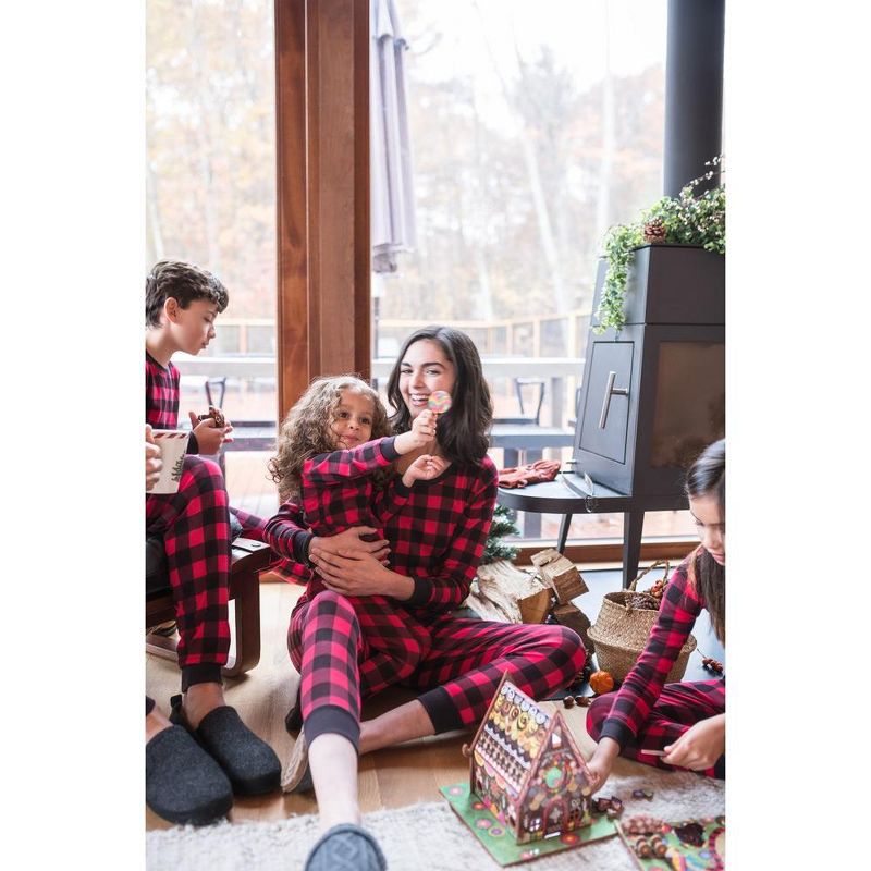 Leveret Womens Two Piece Cotton Plaid Christmas Pajamas, 3 of 4