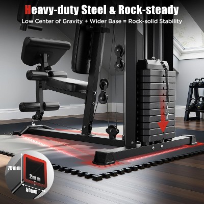 Sportsroyals Home Gym with 154 lb Weight Stack, Multifunctional Full Body Workout Station