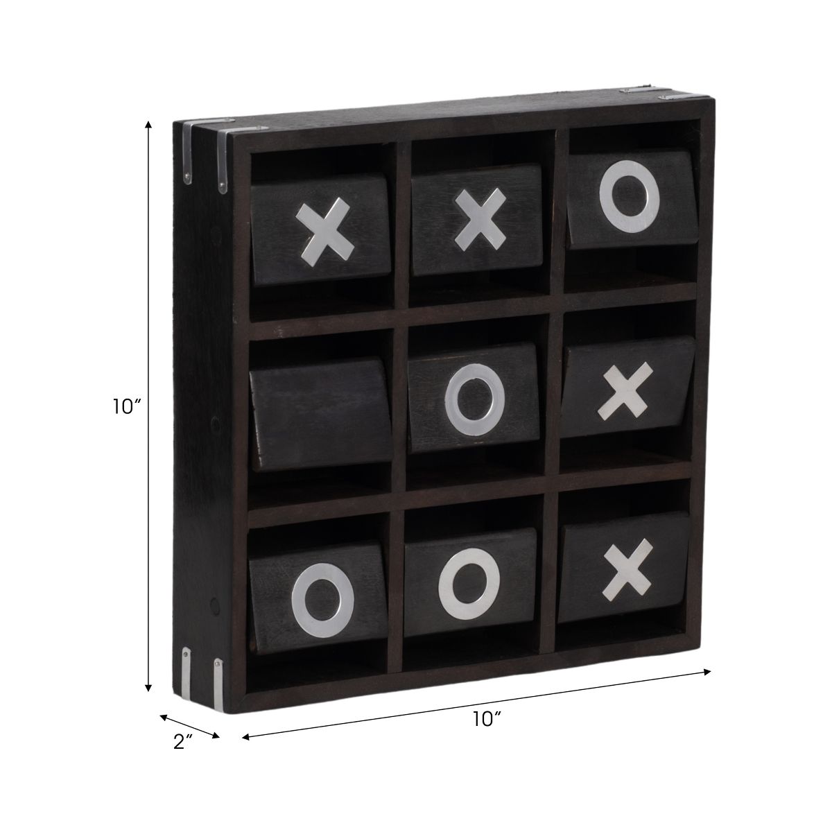 Revolving Wooden Tic Tac Toe Decorative Game - Stylish and Fun Coffee Table Game for Office, Room, and Home Decor Accent - thumbnail 3
