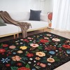 Modern Washable Area Rug for Living Room, Vintage Floral Floor Rug with Non Slip Backing, Low Pile Resistant Carpet for Home, - 2 of 4