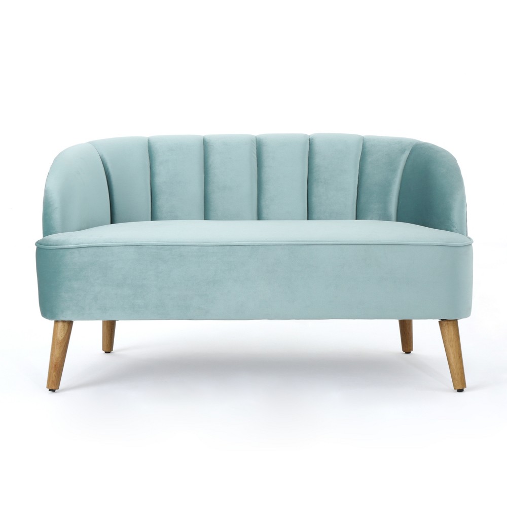 Photos - Sofa Amaia Modern New Velvet Settee Seafoam Blue - Christopher Knight Home