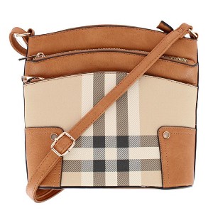 CTM Women's Plaid Adjustable Crossbody with Zipper Detail - 1 of 4