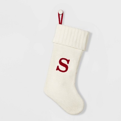 Knit Monogram Christmas Stocking White S - Wondershop™ : Target