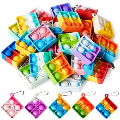 90pcs Pop Fidget Keychain Mini Fidget Toys Party Favors For Kids 4-8,8 ...