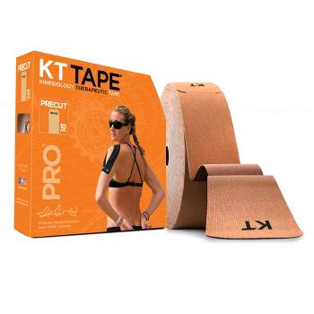 KT Tape, PRO Synthetic Elastic Kinesiology Athletic Tape, 150 Count, 10" Precut Strips, Beige