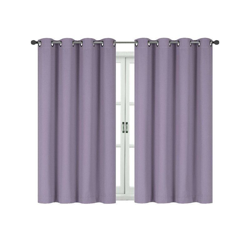 Kate Aurora 100% Hotel Thermal Blackout Lavender Grommet Top Curtain Panels, 1 of 2