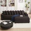 GDFStudio Macaulay Modern Wood and Corduroy Upholstered L-Shaped 3-Seat Sectional Sofa with 8 Pillows and 2 Armrest Storage - 2 of 4