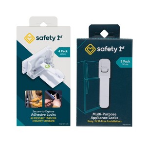 Safety 1st Multi-Purpose Appliance Locks 2pk White + Secure-to-Explore Adhesive Locks White 4pk - 1 of 4