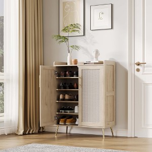 Rattan Shoe Cabinet, 5-Tier Shoe Storage Organizer Cabinet with Adjustable Shelf for Entryway, Freestanding Shoe Rack for Living Room, Entryway - 1 of 4