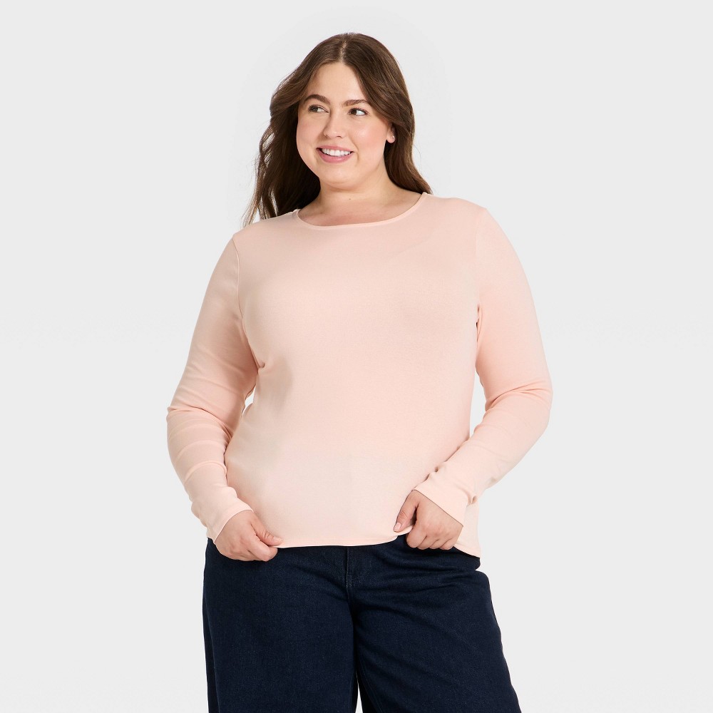 Women's Refined Ribbed Top - A New Day™ Pink 4X