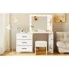 55.2" Vanity Desk with Freely Adjustable Side Cabinet, Makeup Vanity with Hollywood Lights,White - 3 of 4
