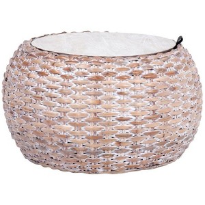 Klarysa Wood And Rattan Coffee Table - Natural White Wash - Safavieh - 1 of 3