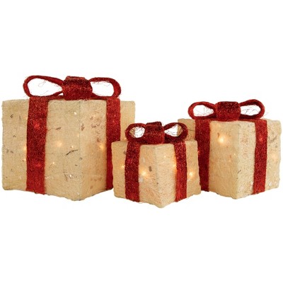 Northlight Lighted Gift Boxes Outdoor Christmas Decorations - 10" Clear Lights - Set of 3