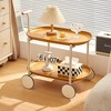 NAYSAYE Modern Dolly Double Layer Rolling Storage Cart Coffee Table Organizer for Living Room, Ginger, 15.75"*22.83"*27.56" - 3 of 4